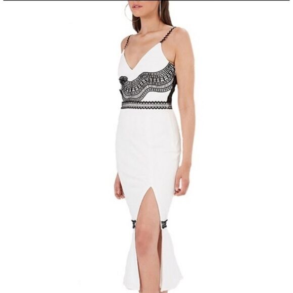 StyleStalker White Crochet Lace Midi Dress Size Small - Picture 3 of 11